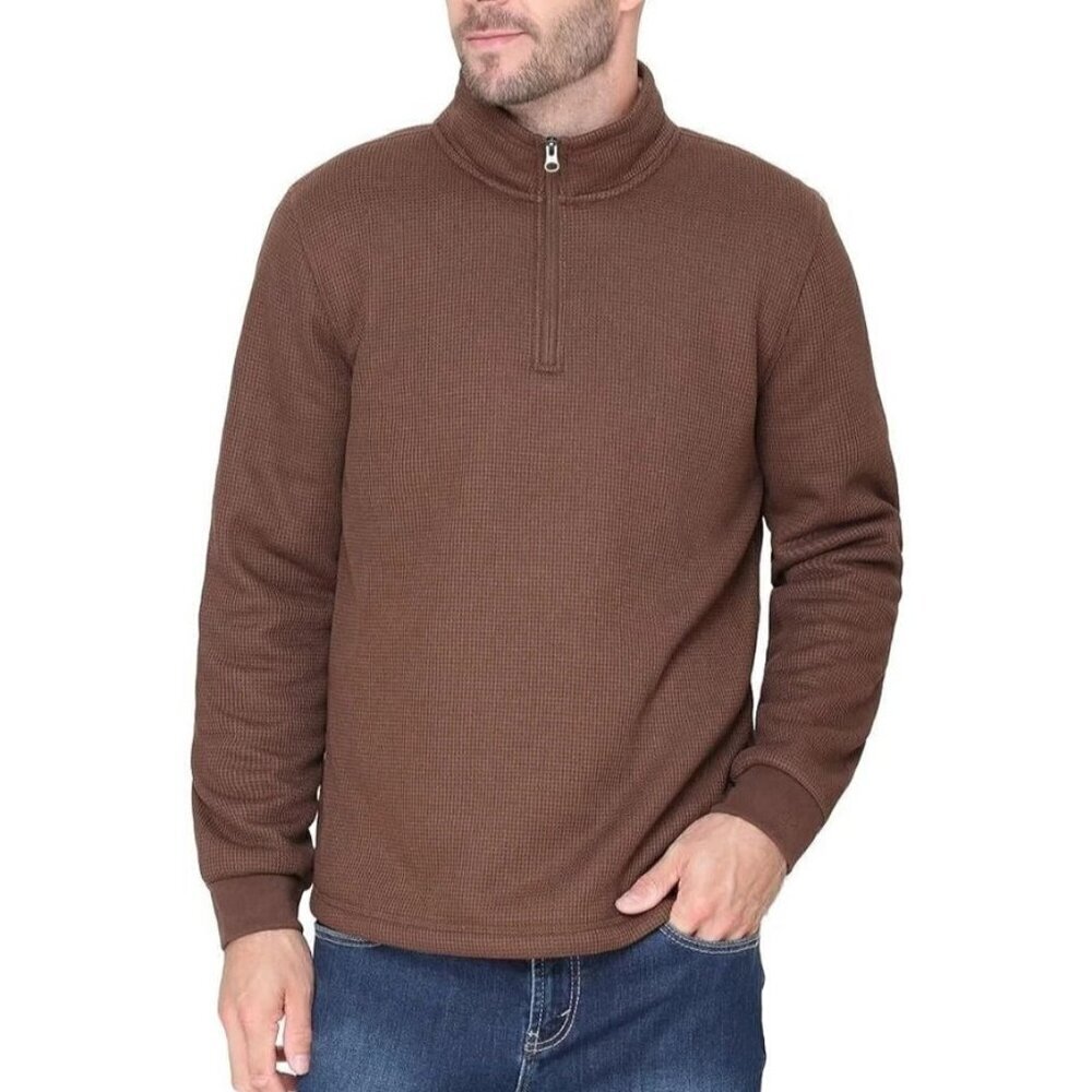 NWOT B.C. Clothing Men's M Heritage Quarter-Zip Waffle Sweatshirt Lined